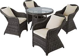 Aluminium Rattan Sitzgruppe Zürich 4+1 - grau