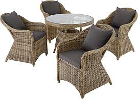 Aluminium Rattan Sitzgruppe Zürich 4+1 - natur