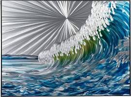 Aluminium Wandbild MODERN ART Welle 60x80cm silber 