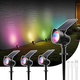ALUSSO 4 Stück RGB Solar Gartenleuchte, Farbig