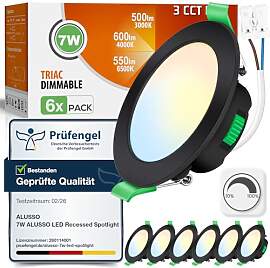 ALUSSO LED Einbaustrahler 230V Schwarz Dimmbar