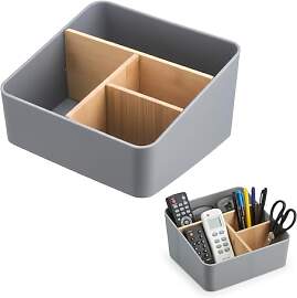 Alyxen 4 Fächer Schreibtisch Organizer,Bambus