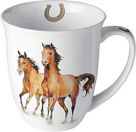 Ambiente Becher Porzellan Wilde Pferde,
