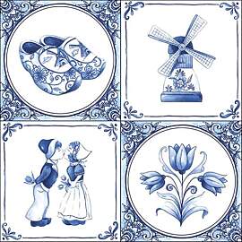 Ambiente Serviette Motiv : Holland - weiß-blau -