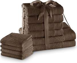 AmeliaHome Handtuch Set Braun 4 Gästetücher