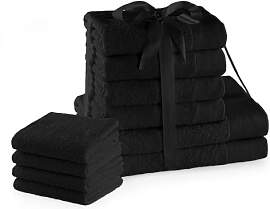 AmeliaHome Handtuch Set Schwarz 4 Gästetücher
