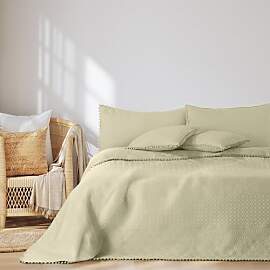 AmeliaHome Tagesdecke mit Pompons 220x240 cm