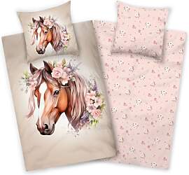 Aminata kids Bettwäsche Mädchen 135x200 Pferd -