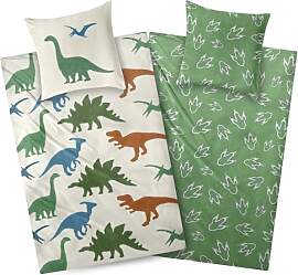 Aminata kids Biber Bettwäsche 135x200 Dinosaurier 