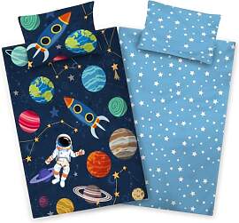 Aminata kids Weltraum Bettwäsche Kinder 100x135