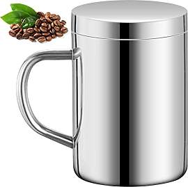AMJKEJI Doppelwandige Edelstahl Kaffeetasse mit