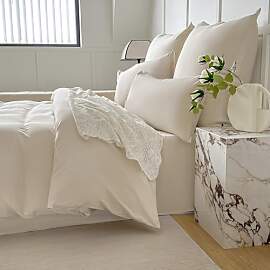 Amolavet Sommer Bettwäsche 135x200 Beige Uni