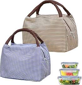AMONENZ 2 Stück Lunchbox Tasche, Blau und