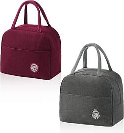 AMONENZ 2 Stück Lunchtasche, Grau und Burgund