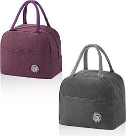 AMONENZ 2 Stück Lunchtasche, Grau und Lila