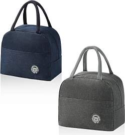 AMONENZ 2 Stück Lunchtasche, Grau und Marineblau