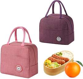 AMONENZ 2 Stücke Lunch Tasche, Rosa und Lila Mini 