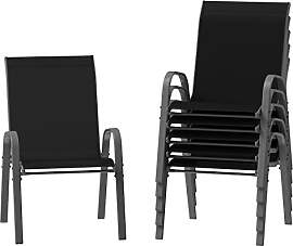 Amopatio 6er Set Gartenstühle Stapelbar, Breiter