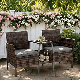 Amopatio Polyrattan Gartenbank, Outdoor Sitzbank