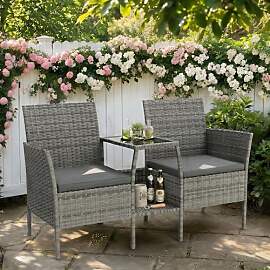 Amopatio Polyrattan Gartenbank, Outdoor Sitzbank