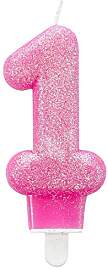 Amscan 9900761 - Zahlenkerze 1, Höhe 7,6 cm,