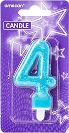Amscan 9900765 - Zahlenkerze 4, Höhe 7,6 cm,