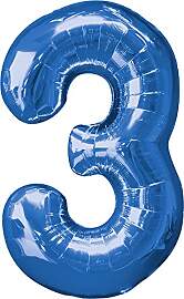 Amscan Anagram 2827901 Folienballon Zahl 3, Blau,