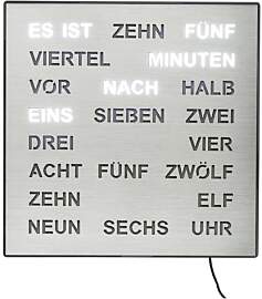 AMS LED Wortuhr 1245 - Tisch- und Wanduhr,