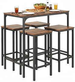 Amveya Bartisch mit Barhocker Set, Bartisch Holz