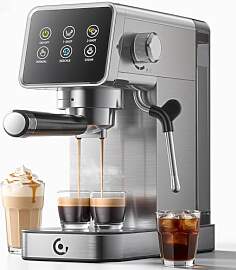 AMZCHEF Siebträgermaschine mit LED-Touchscreen,