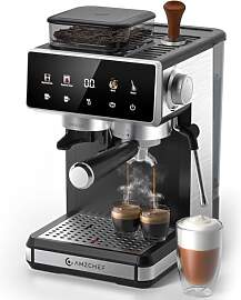 AMZCHEF Siebträgermaschine mit Mahlwerk, 20 Bar