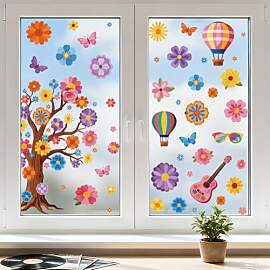 ANATTASOUL Fensterbilder Doppelseitig Retro Blumen 