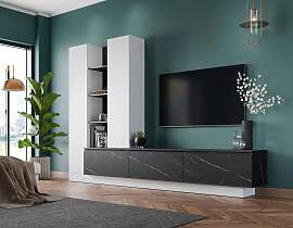 Anbauwand Modesto Weiß/Schwarz