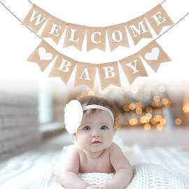 Andibro Vintage Leinen Welcome Baby