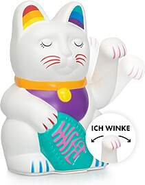 ANGRY CAT Regenbogen Winkekatze - Bunte Lucky Cat