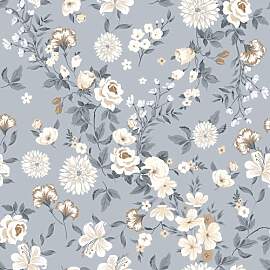 ANHUIB Tapete Blau Blumen Aquarell 44×300cm