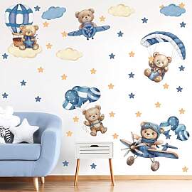 ANHUIB Tier Wandtattoo Kinderzimmer Blau
