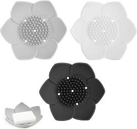 ANNASAMDO Lotus Seifenschale mit Ablauf, Silikon
