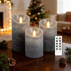AnnSpa 3 Set Grau LED Kerzen Batteriebetriebene