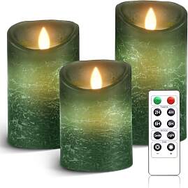 AnnSpa 3 Set Grün LED Kerzen Batteriebetriebene