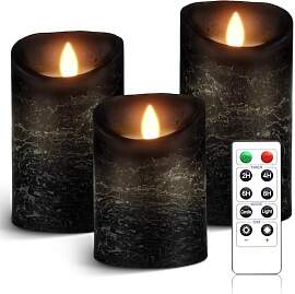 AnnSpa 3 Set Schwarz LED Kerzen Batteriebetriebene 