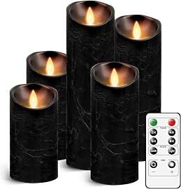 AnnSpa 5 Set Schwarz LED Kerzen Batteriebetriebene 