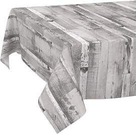 ANRO Tischdecke grau weiß Holzoptik ohne
