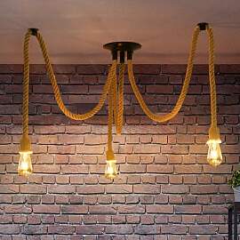 ANWIO Deckenlampe mit Hanfseil Kronleuchter,