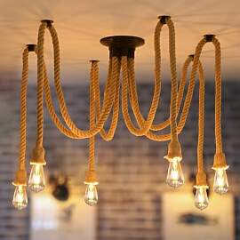 ANWIO Hanfseil Deckenlampe Pendelleuchte Spinne