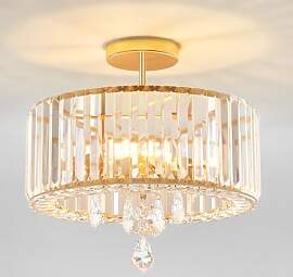 ANWIO Kronleuchter Gold Groß 3 Flammig Kristall