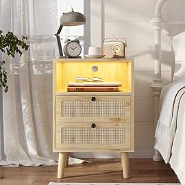 AOGLLATI 1er Set Rattan Nachttisch mit