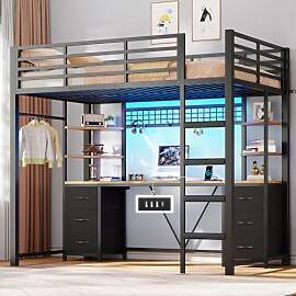 AOGLLATI Hochbett 90x200 mit Schreibtisch