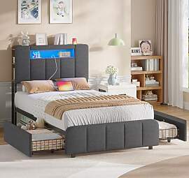 AOGLLATI Jugendbett 90x200 mit 2 Schubladen