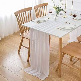 AOKSUNOVA Chiffon Tischläufer Weiß Tüll
